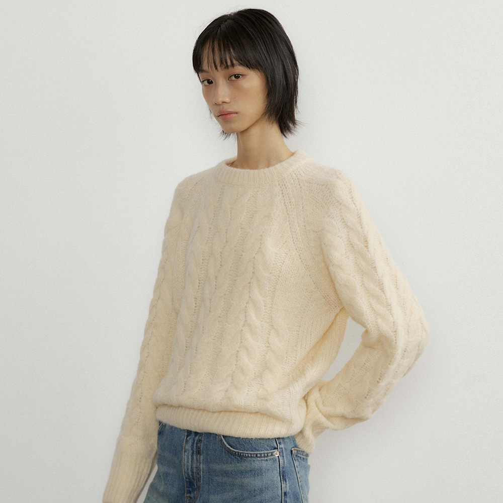 [링서울] cable round knit top (3color)