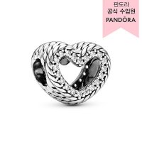 판도라 보증서 제공 PANDORA 스네이크 체인 패턴 오픈 하트 참 799100C01