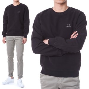 씨피컴퍼니 자수로고패치 절개라인 기모 맨투맨 티셔츠 (블랙)13CMSS008B 006372G 999