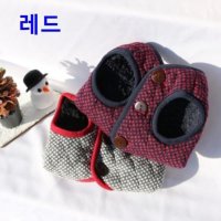 강아지 도트 김장 조끼 1P 애견 보온 겨울옷