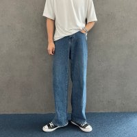 Minimal Wide Denim 남자 진청 연청 와이드 데님 팬츠 일자 청바지