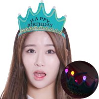 부직포 램프 왕관 생일 파티 머리띠 led