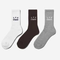 아이앱 스튜디오 삭스 팩 화이트 그레이 브라운 IAB Studio Socks Pack White Grey Brown