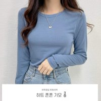 히트 쫀쫀 기모 라운드 레이어드 기본티 긴팔 티셔츠