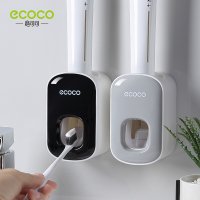 ECOCO 자동 치약 디스펜서 먼지 방지 칫솔 홀더 벽 마운트 홈 압착기 욕실 액세서리