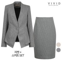 비비드시크릿가너 VIVID SET 여성 겨울 노카라 정장울자켓 스커트 세트