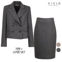 비비드시크릿가너 VIVID SET 여성 겨울정장더블숏울자켓 스커트 세트