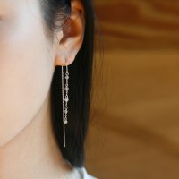 실버92 5 래브라도라이트 천연석 롱 체인 드롭 은귀걸이 earring