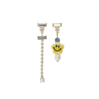 딸기샤베트 스마일 uni 마카롱 자개 담주진주 원석 세라믹 꽃 언발 Earrings