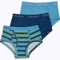 캘빈클라인 Calvin Klein Underwear 캘빈클라인키즈 아동 삼각 팬티 3종 세트 클래식블루-비취 스트라이프