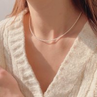 순은 고퀄 스와로브스키 진주 은목걸이 daily pearl necklace