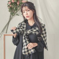 겨울 가을 네모라미 숄더 가디건 니트 머플러