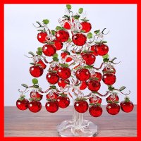 아름다운 유리 크리스탈 사과 나무 36 개 풍수 공예 크리스마스 매달려 장식 집들이 선물