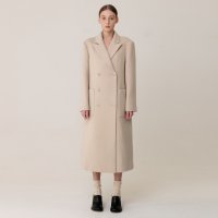 킨더살몬 Double Breasted Oversized Coat Cream-Beige