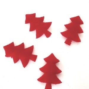미니장식 벨벳 트리 레드 2x3cm 5개가격 - 크리스마스 트리 모형 장식