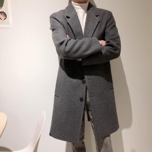 세미오버핏 남자 모직 캐시미어 싱글 기본 차콜겨울코트