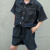 Summer Linen Slub Denim Set up 린넨 데님 반팔 셋업