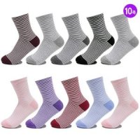 JP SOCKS 무압박 여성 패션양말 스트라이프 중목 10켤레