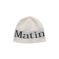 MATIN KIM LOGO JACQUARD SHORT BEANIE IN