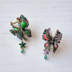 엔틱 보라 나비 꽃 미니 집게핀, 린이양