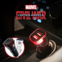 MARVEL 시빌워 3 1A 듀얼USB 차량용 LED시거잭 충전기