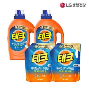 LG 테크 베이킹소다+구연산액체세제(일반) 용기 3L*2개+1.8L*2개