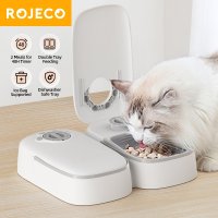 ROJECO 2 식사 자동 애완 동물 먹이 공급기 습식 건식 음식을위한 스마트 고양이 디스펜서 키블 액세서