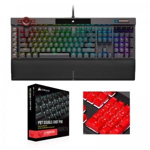 CORSAIR K100 RGB MX SPEED 영문+PBT Double-shot Keycaps Pro (은축, 레드)