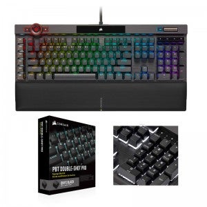 CORSAIR K100 RGB MX SPEED 영문+PBT Double-shot Keycaps Pro (은축, 블랙)