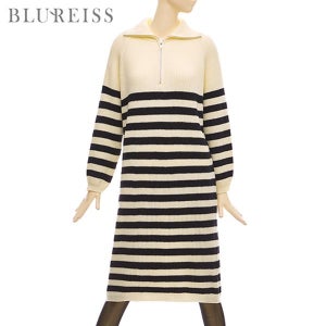 [블루레이스] 지퍼카라줄무늬니트롱원피스_B2W1OP3421