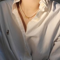 골드바 담수진주 네크리스 Bar Pearl Necklace Handmade