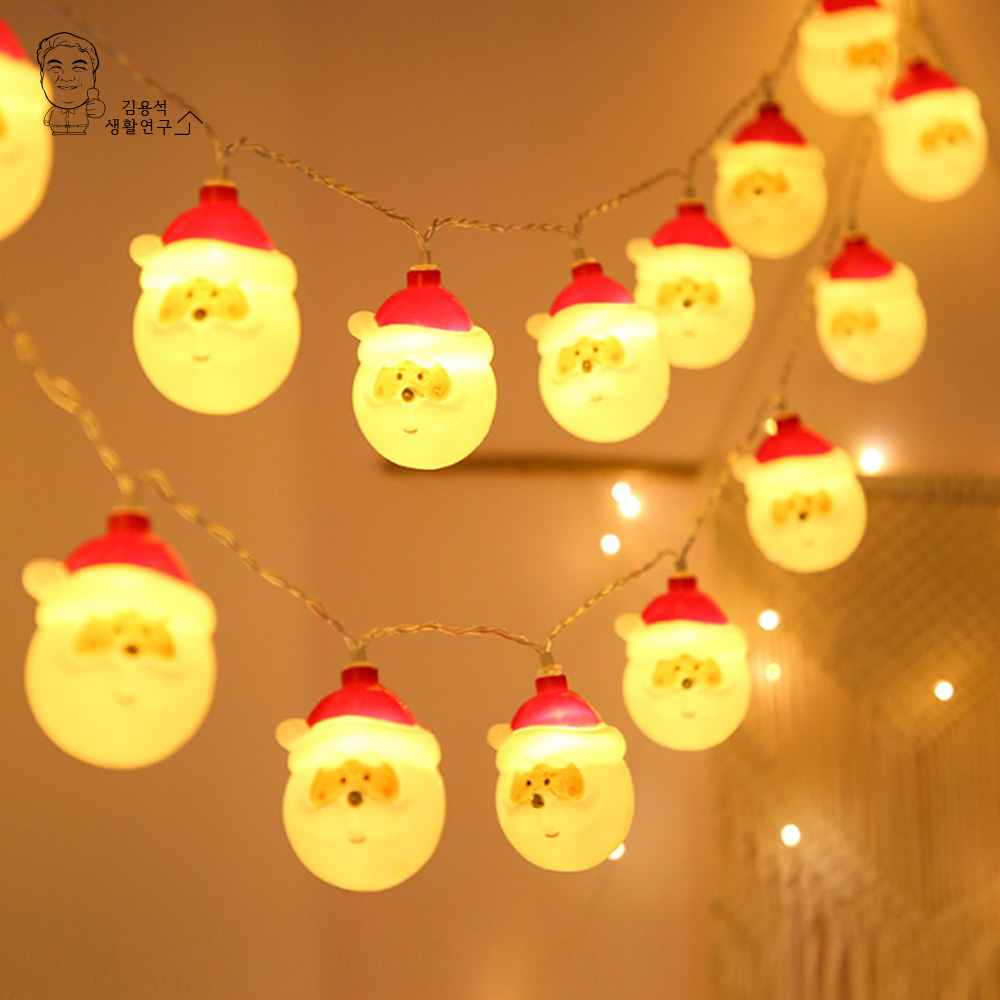 크리스마스 산타 눈사람 장식 LED 전구 트리조명 10구