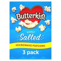 UNKNOWN 영국 Butterkist Microwave Salted Popcorn 버터키스트 전자레인지용 솔티드 팝콘 60g 3개입 5팩