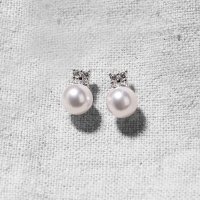 Cubic Zirconia Earrings No 030 오브제 진주 큐빅 스터드 웨딩 촬영 귀걸이 2컬러 Objet Cubic Stud Earrings