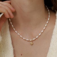 딥브로우 pearl clover necklace 925