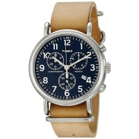 타이맥스 TIMEX 유니섹스 위켄더 손목시계 탠 컬러 크로노그래프 이중 가죽 스트랩 TW2P62300