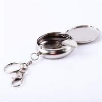 Creative New Portable Pocket Cigarette Ashtray Stainless Steel Round Cigarette Ashtray With Keychain