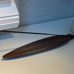 잿가루 받침 길쭉한 향꽂이 세라믹 인센스홀더 대나무잎
