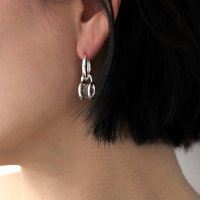 OUND 아운드 stem stone hoop earring-M 실버925 원석 원터치링귀걸이