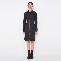 지수 Twisted Placket Shirt Dress