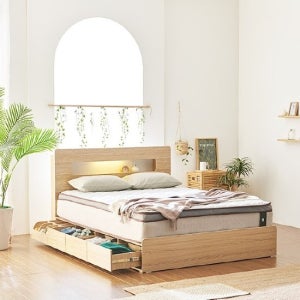 헤이몰리 트레벨 LPM LED 수납 침대 프레임 Q