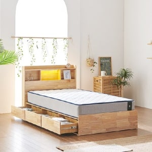 헤이몰리 트레벨 원목 LED 수납 침대 프레임 SS