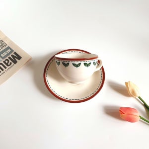 [빈티지라인] 빈티지 새싹 커피잔세트, 미야세라믹(Miya Ceramic)