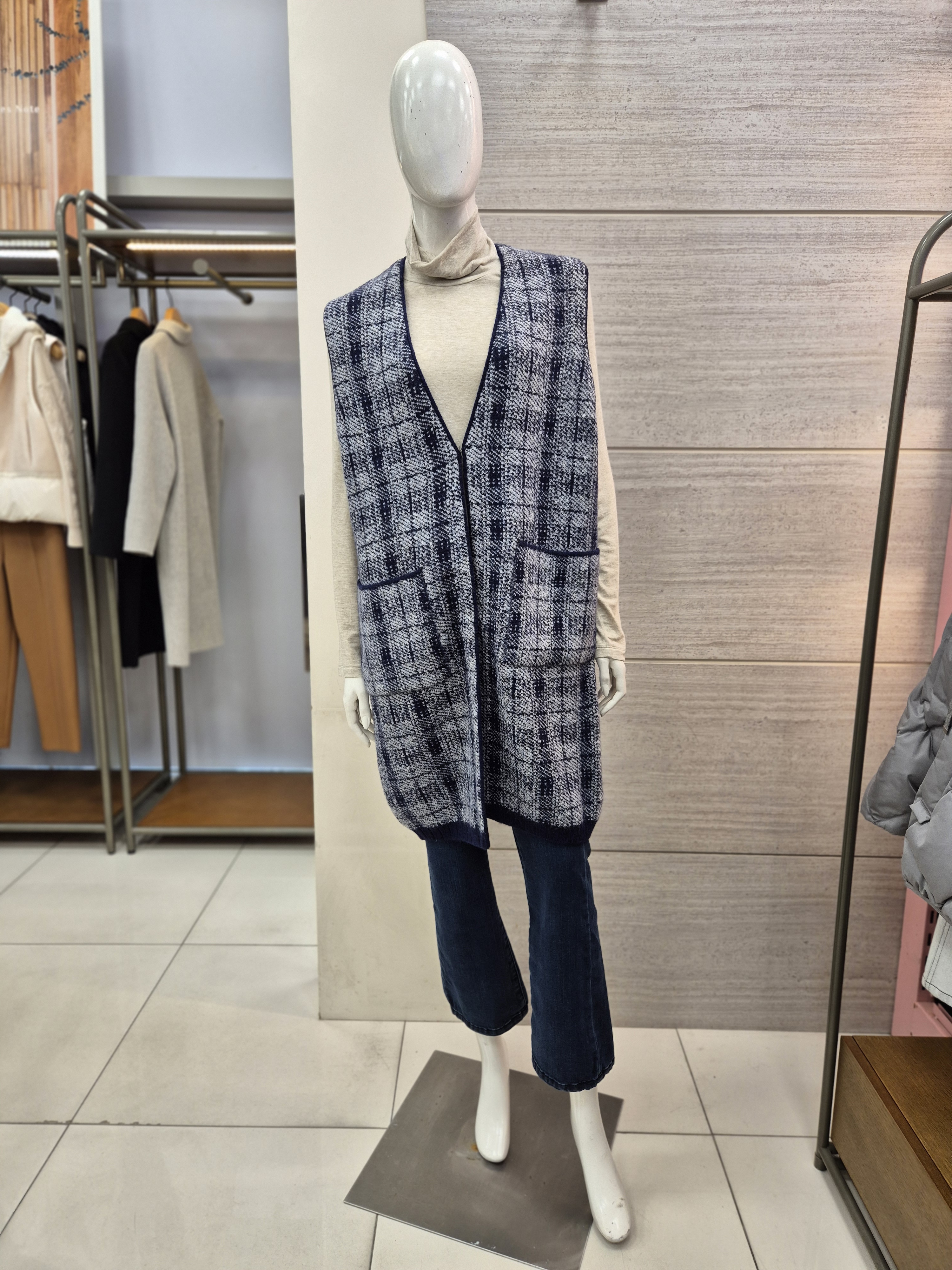 캐리스노트 체크롱니트베스트 CN1WKVA05