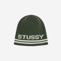 스투시 자카드 스트라이프 스컬캡 비니 다크 그린 Stussy Jacquard Stripe Skullcap Beanie Dark Green