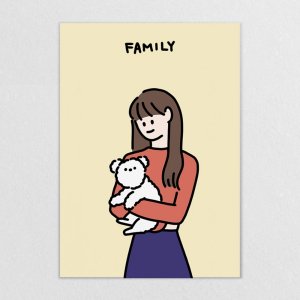 A3 강아지 가족 초상화 포스터