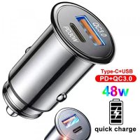 차량용 시거잭 휴대폰 멀티 고속 충전기 USB C QC 30 PD 미니 듀얼 포트 삼성 자동차 어댑터 48W