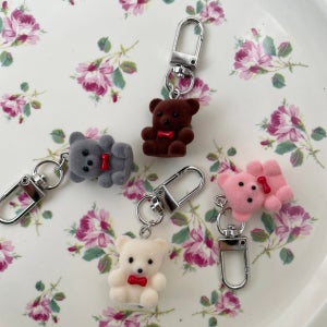 미니미 벨벳후로킹 곰돌이 에어팟키링 가방참장식, 에이미양품점