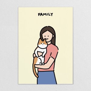 A3 고양이 가족 초상화 포스터
