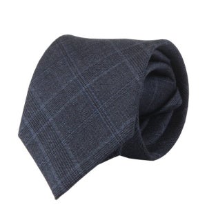 [더셔츠스튜디오] 네이비 울혼방 체크 자동넥타이 N22-114
